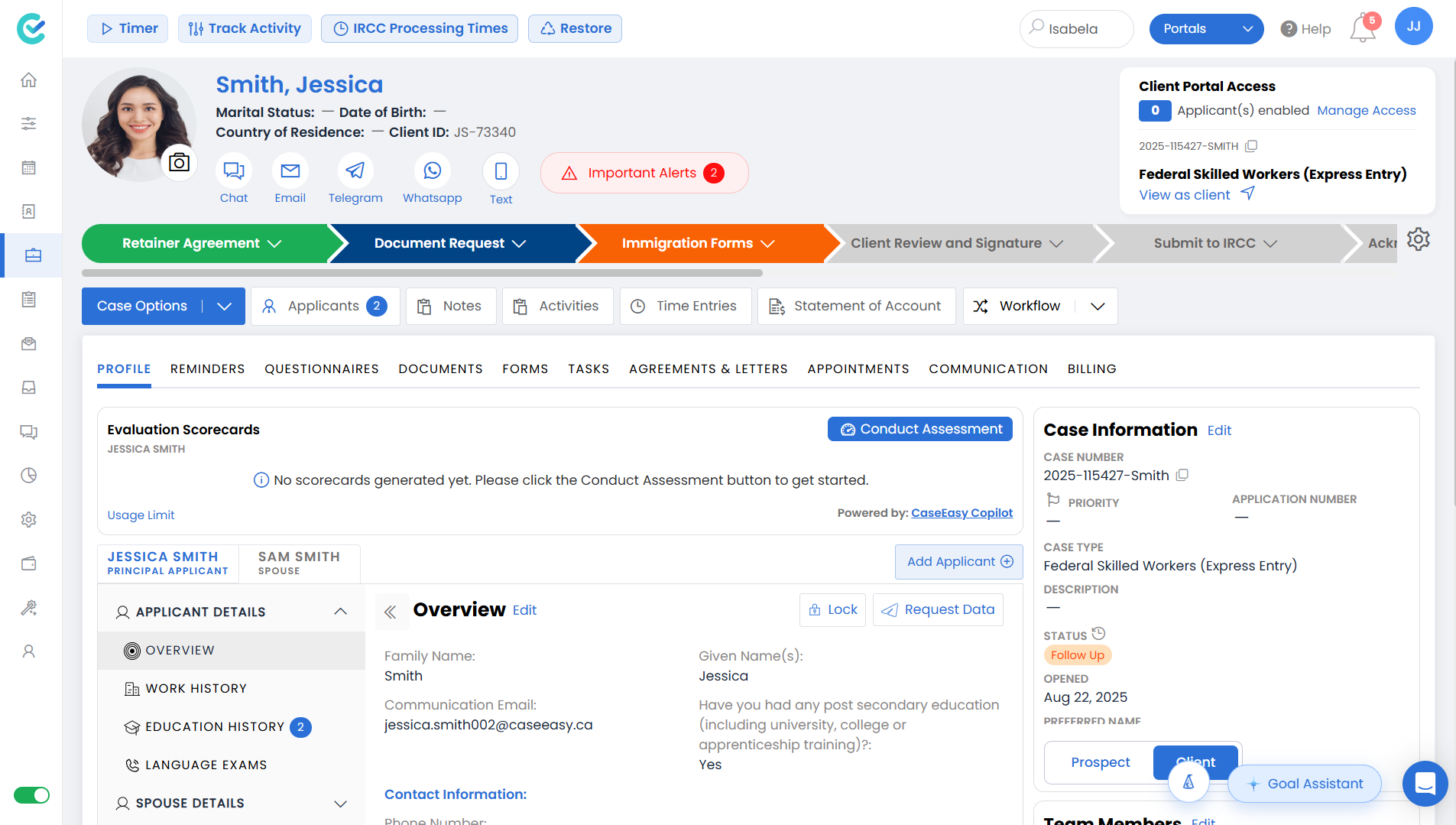 Client case overview